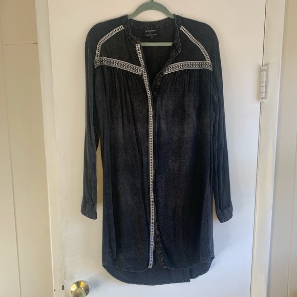 MINKPINK grey button down long sleeve Prairie western Dress - Picture 4 of 8